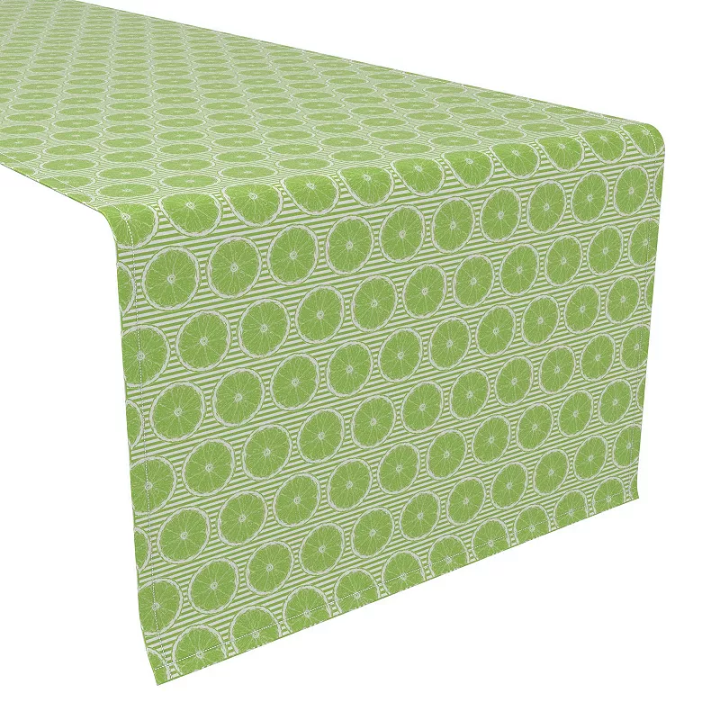 Table Runner， 100% Polyester， 12x72， Limes and Green Stripes