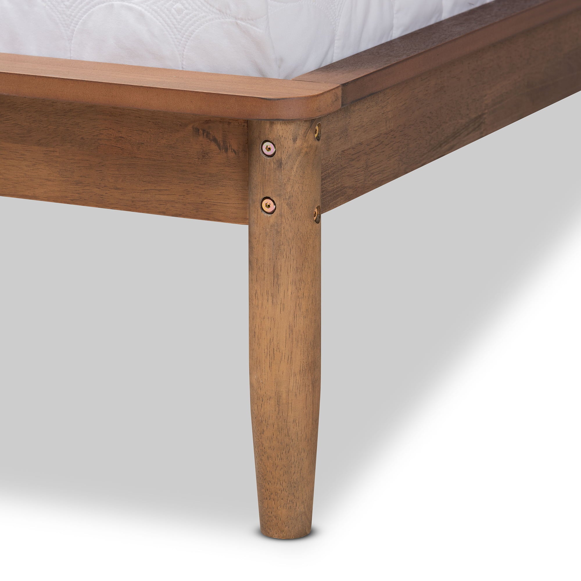 Baxton Studio Sadler Mid-Century Modern Ash Walnut Brown Finished Wood Full Size Platform Bed