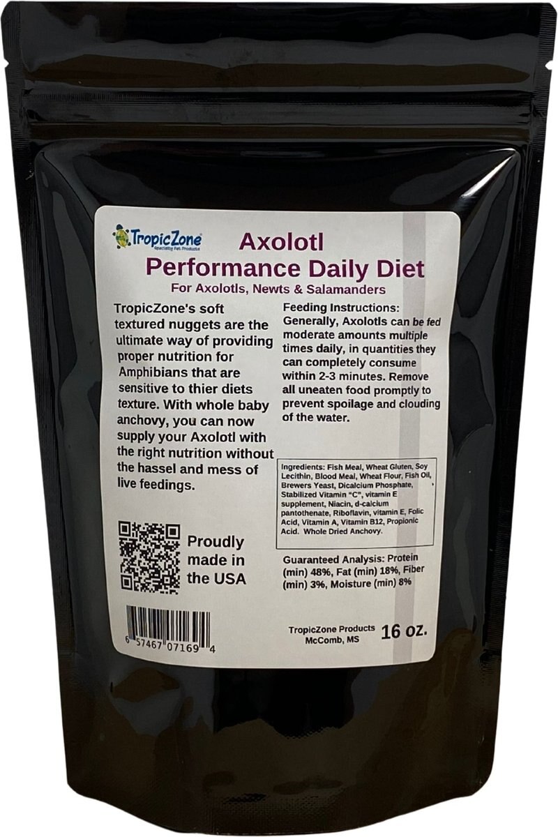 TropicZone Axolotl Performance Daily Diet Amphibian Food