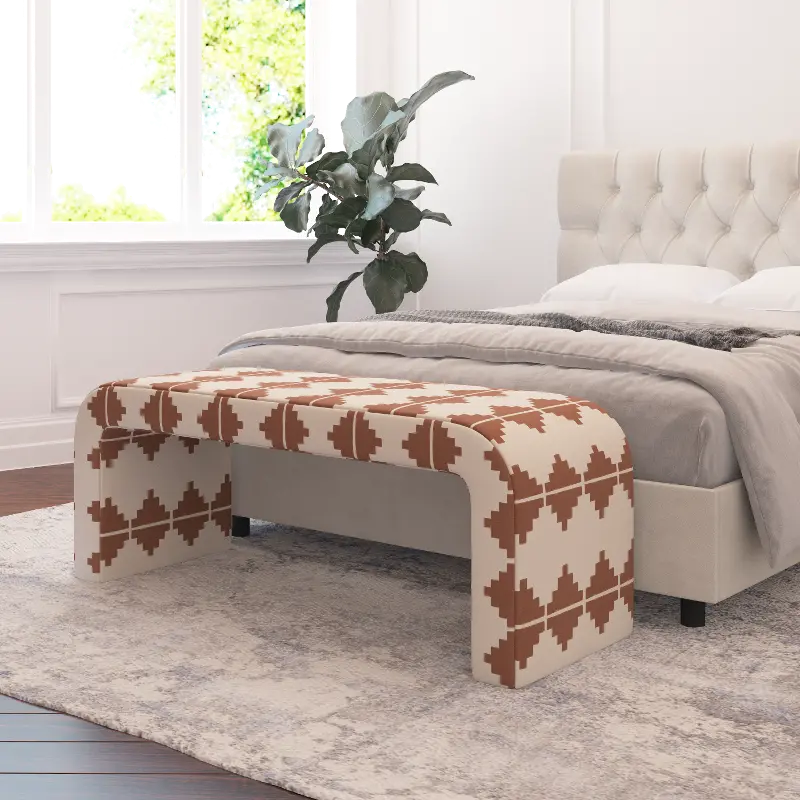 Meghan Aztec Terracotta Accent Bench - Skyline Furniture