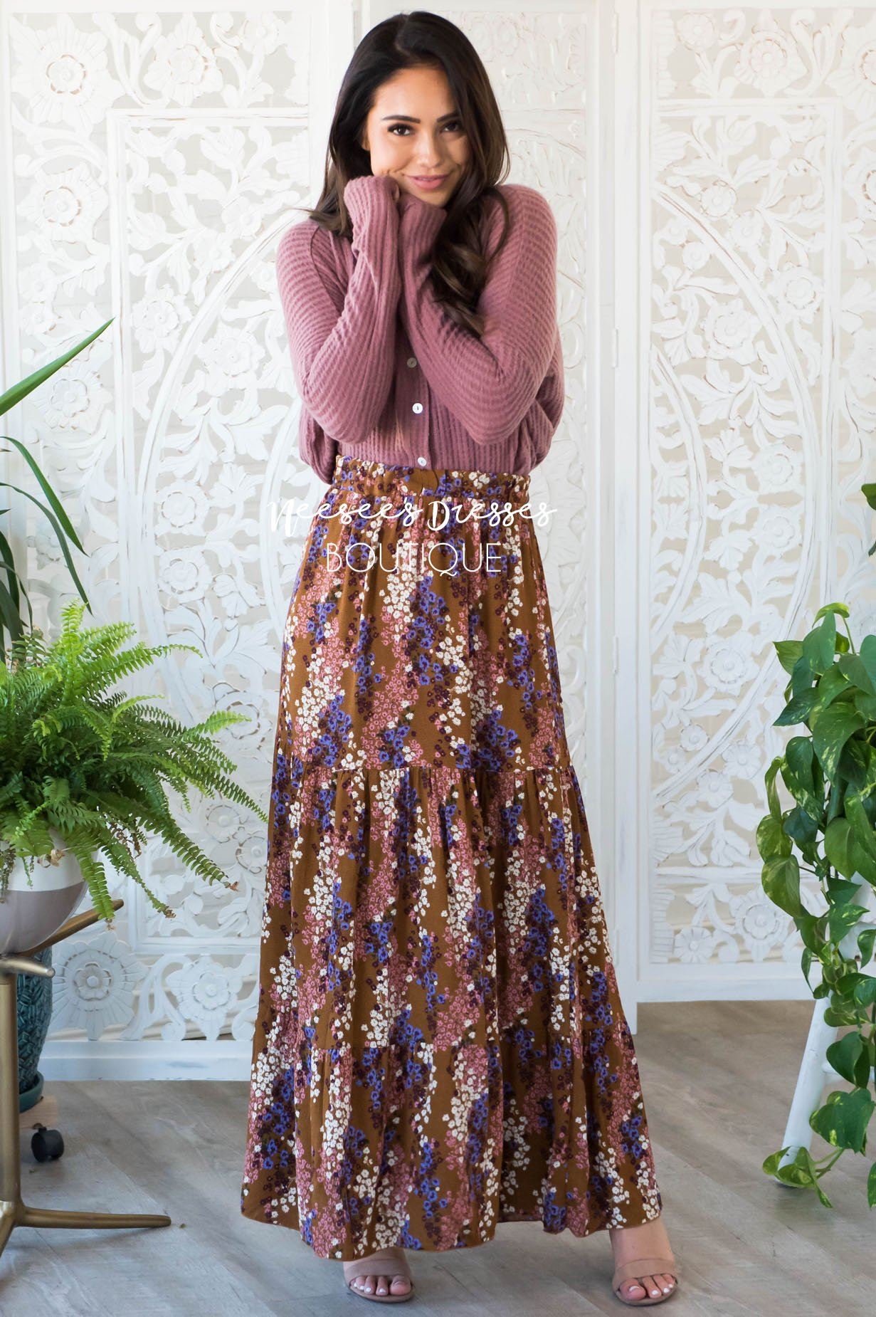 Flower Medley Tier Maxi Skirt