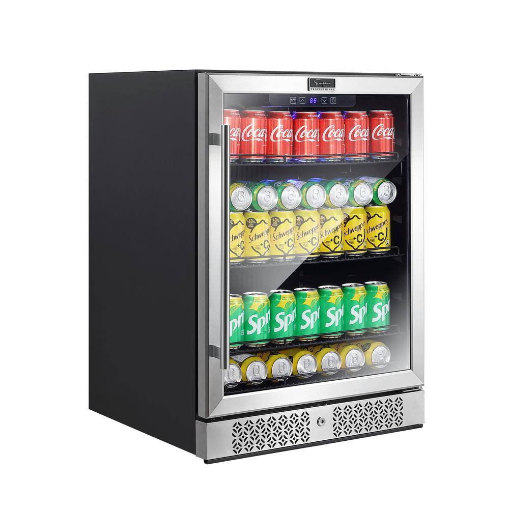 Empava 24 in. 5.2 cu. ft. Single Zone 140 of (12 oz.) Can Built-InFreestanding Beverage Cooler in Stainless Steel EMPV-BR02S