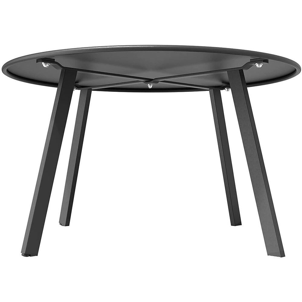 Patio Round Steel Patio Coffee Table  Weather Resistant Outdoor Large Side Table