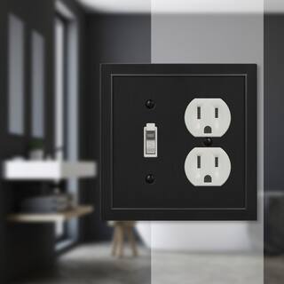 AMERELLE Bethany 2 Gang 1-Toggle and 1-Duplex Metal Wall Plate - Black 57TDBK