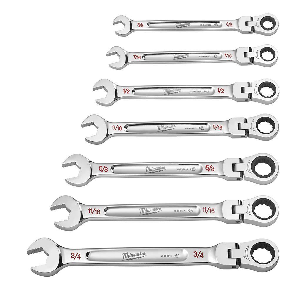 MW 144-Position Flex-Head Ratcheting Combination Wrench Set SAE and METRIC (14-Piece) 48-22-9429-48-22-9529