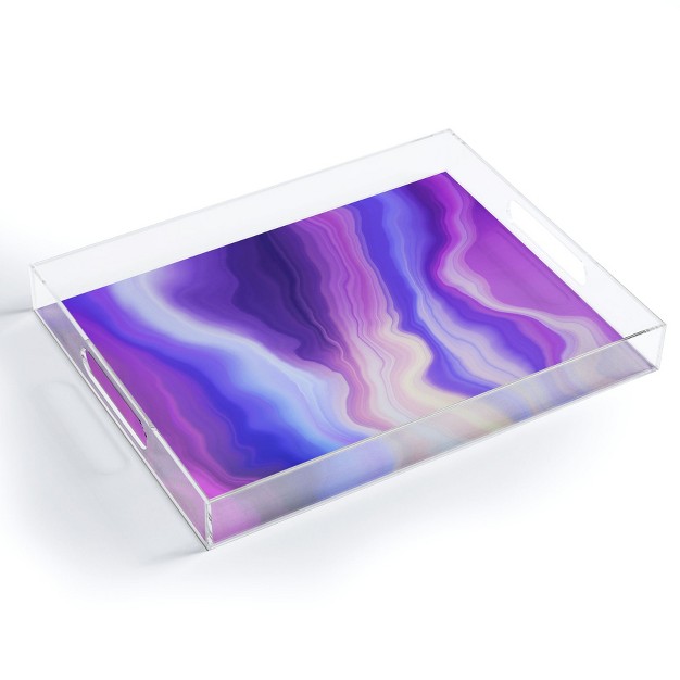 Marta Barragan Camarasa Lilac Luminous Strokes Medium Acrylic Tray Deny Designs