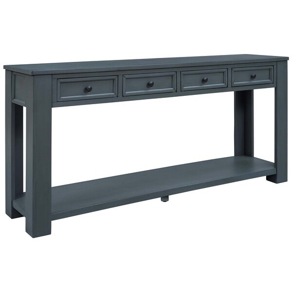 Console Sofa Table with Storage Drawers and Bottom Shelf for Entryway