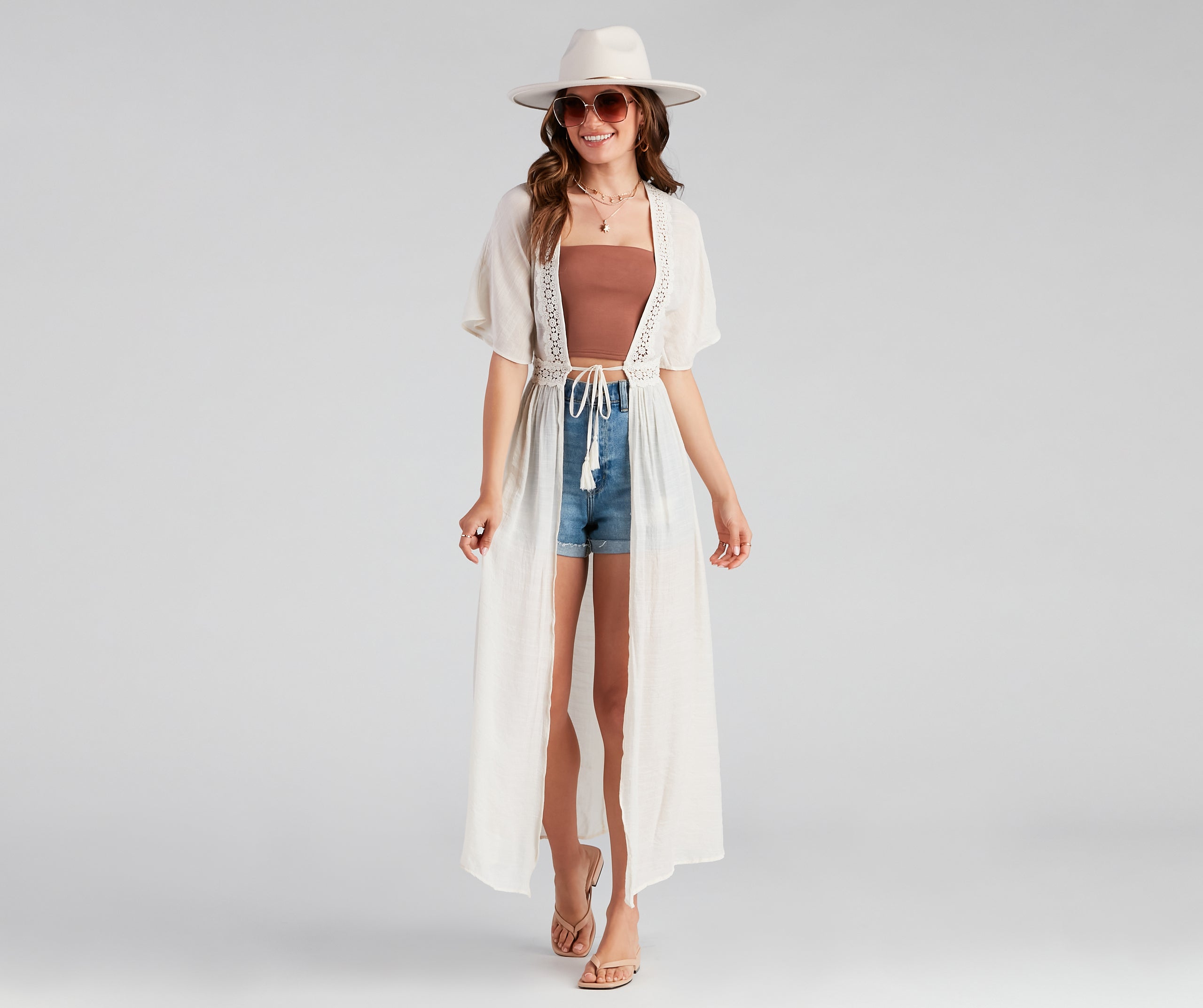 Hampton Vacay Crochet Trim Duster