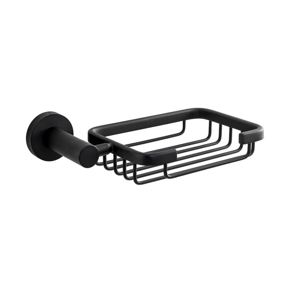 Italia Florence Wall-Mount Soap Basket in Matte Black FL9306