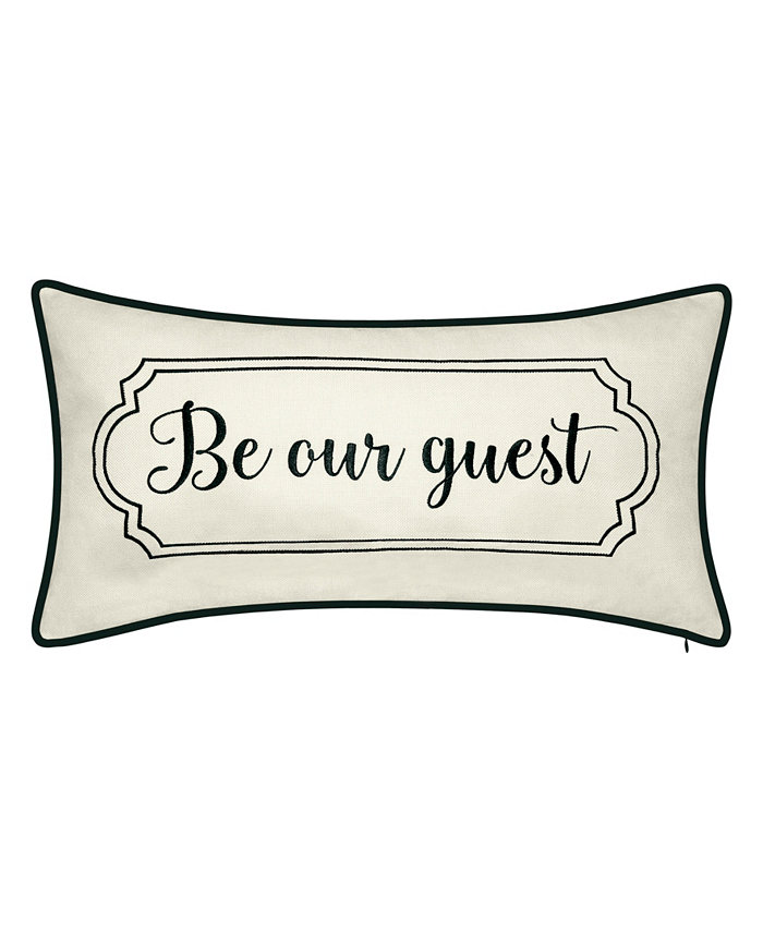 Edie@Home Celebrations Be Our Guest Embroidered Decorative Pillow， 25 x 13