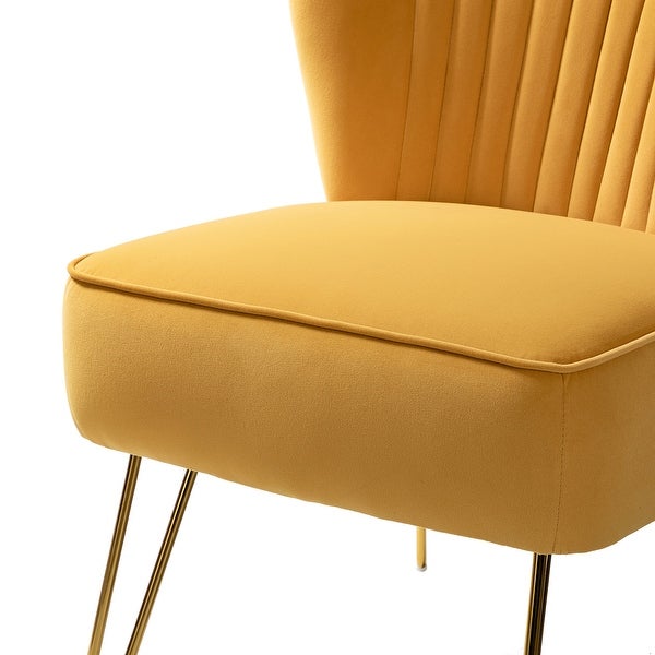 Barto Modern Velvet Tufted Side Chair with Golden Legs by HULALA HOME