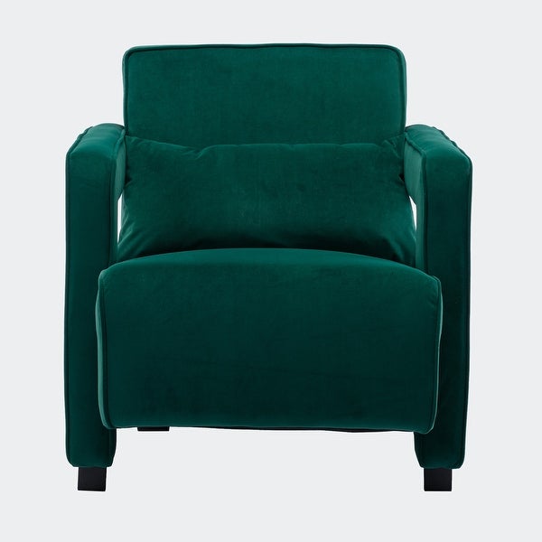 Velvet Open Back Upholstered Armchair with Pillow