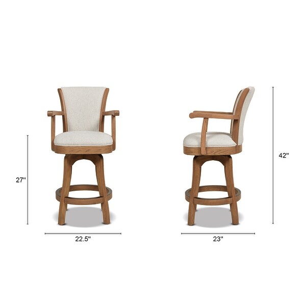 Williams Oak Wood Swivel Bar Stool and Counter Stool with Armrests