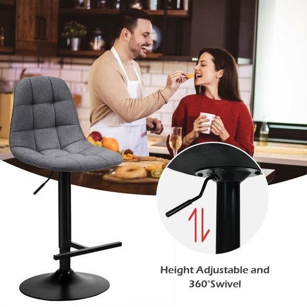 2Pcs Adjustable Bar Stools Swivel Counter Height Linen Chairs - 17.5