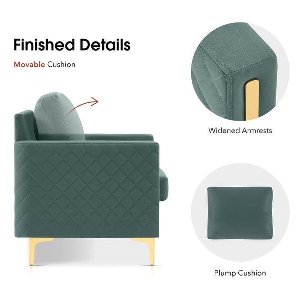 MCombo Accent Club Chair， Leathaire Fabric Upholstered Single Sofa Chairs， Modern Armchair for Living Room Office HQ614