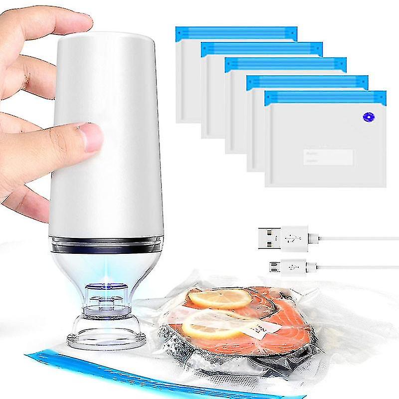 Electric Handheld Vacuum Sealer Pump Reusable Vacuum Food Storage Zipper Bags Set Sous Vide Bags Bpa Free