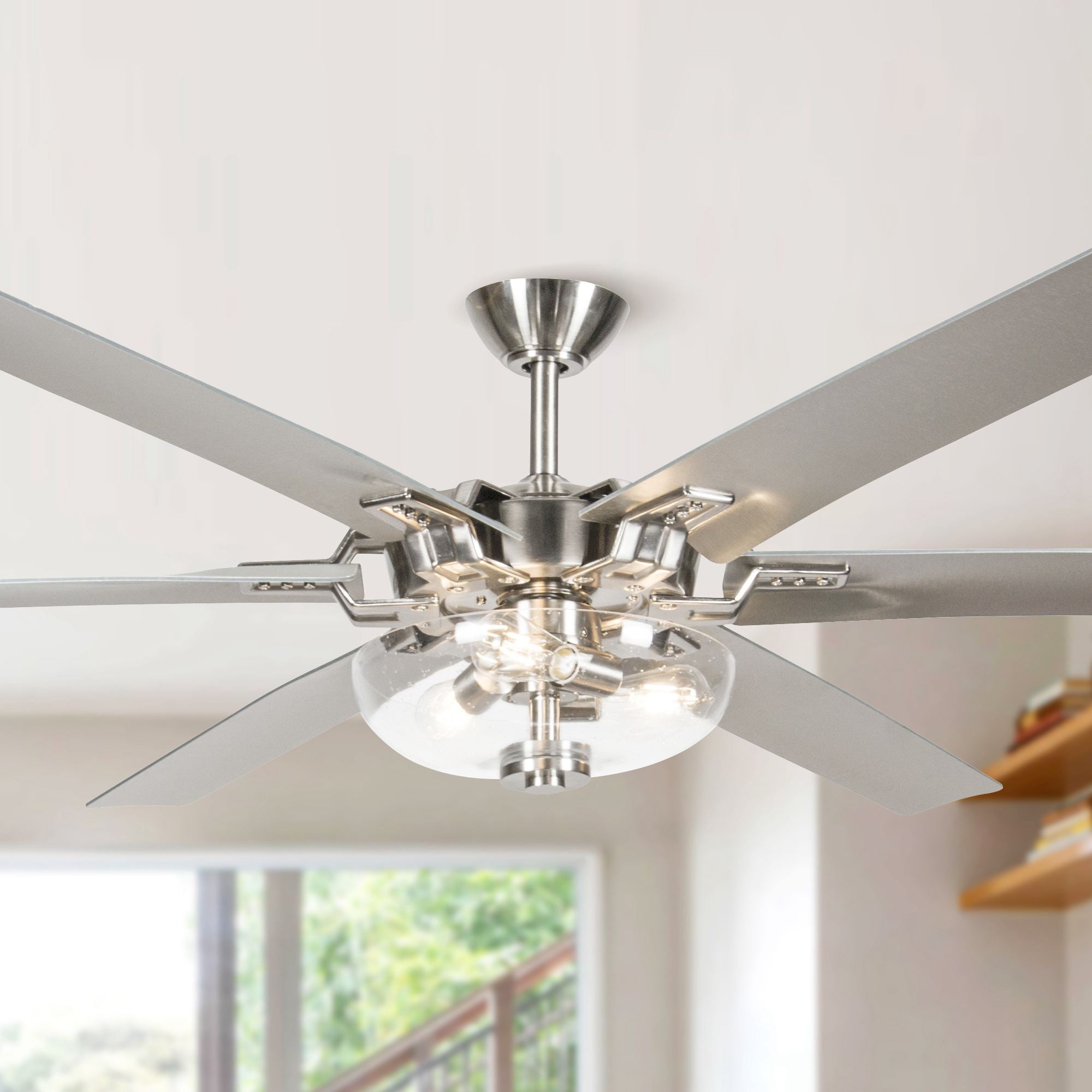 Ceiling Fan with Lights and Remote Control Modern Ceiling Fan with Light 70 Inch Ceiling Fan， Brushed Nickel