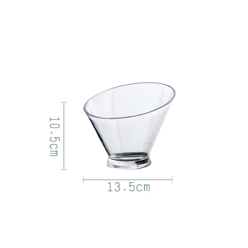 OUNONA Acrylic Slant Salad Bowl Clear Snack Container Food Serving Bowls for Dessert Fruit Vegetable (13.5cm)