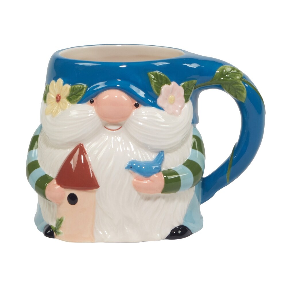 Certified International Garden Gnomes 16 ox. 3 D Mugs  Set of 4 Assorted Designs