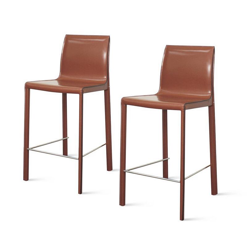 New Pacific Direct Gervin Recycled Leather Counter Stool (Set of 2)