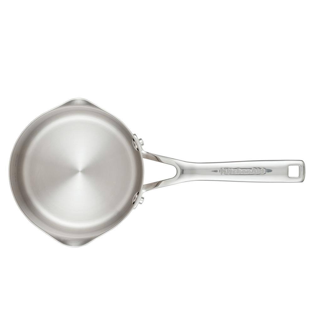 KitchenAid 3-Ply Clad 1.5 qt. Stainless Steel 3 qt. Stainless Steel Saucepan Silver 71026