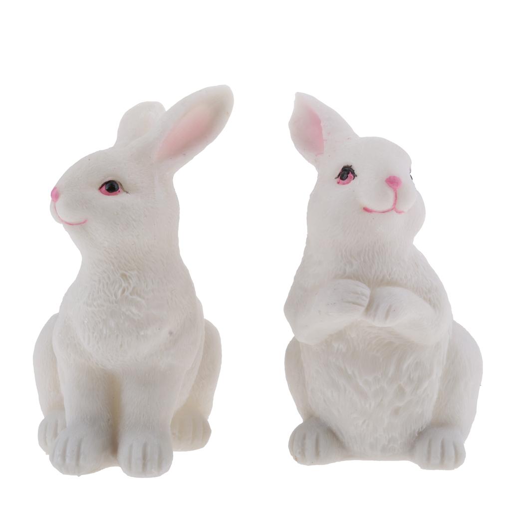 Animal Sculpture Resin Rabbits Figurine Garden Statues Outdoor Scene, Pack Of 2pcs