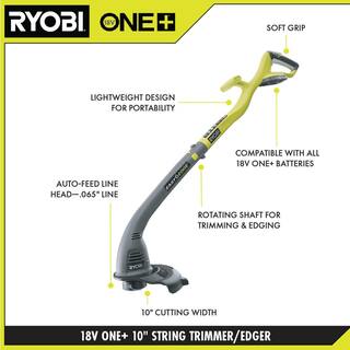 RYOBI ONE+ 18V 10 in. Cordless Battery String Trimmer and Edger (Tool Only)