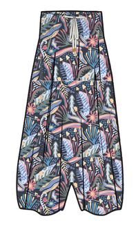 Daylily Printed Loose Trouser - Abstract Seaweed Tidal Blue