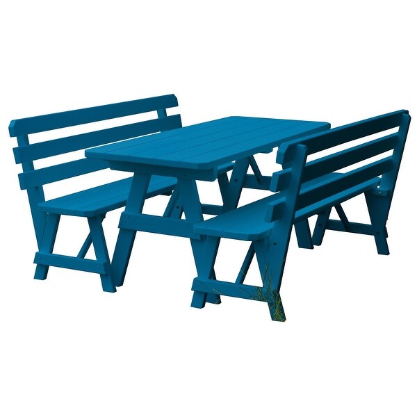 Pine 6' Picnic Table with 2 Backed Benches