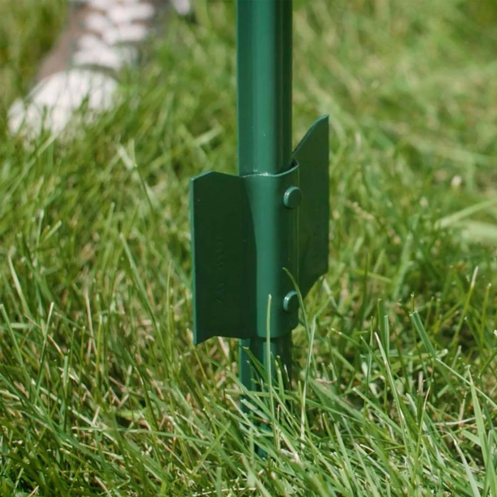 Everbilt 2-14 in. x 2-12 in. x 4 ft. Green Steel Fence U Post with Anchor Plate 901154EB