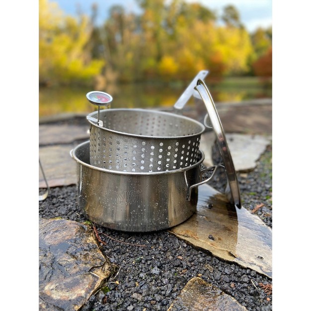 Bayou Classic Durable 10 Qt Stainless Steel Fry Pot perforated Basket 2 Pack