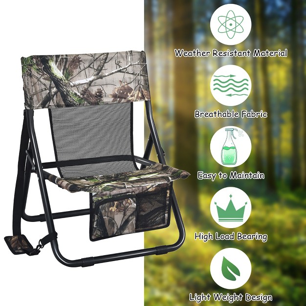 Costway Folding Hunting Chair Portable Outdoor Camping Woodland Camouflage Hunting Seat