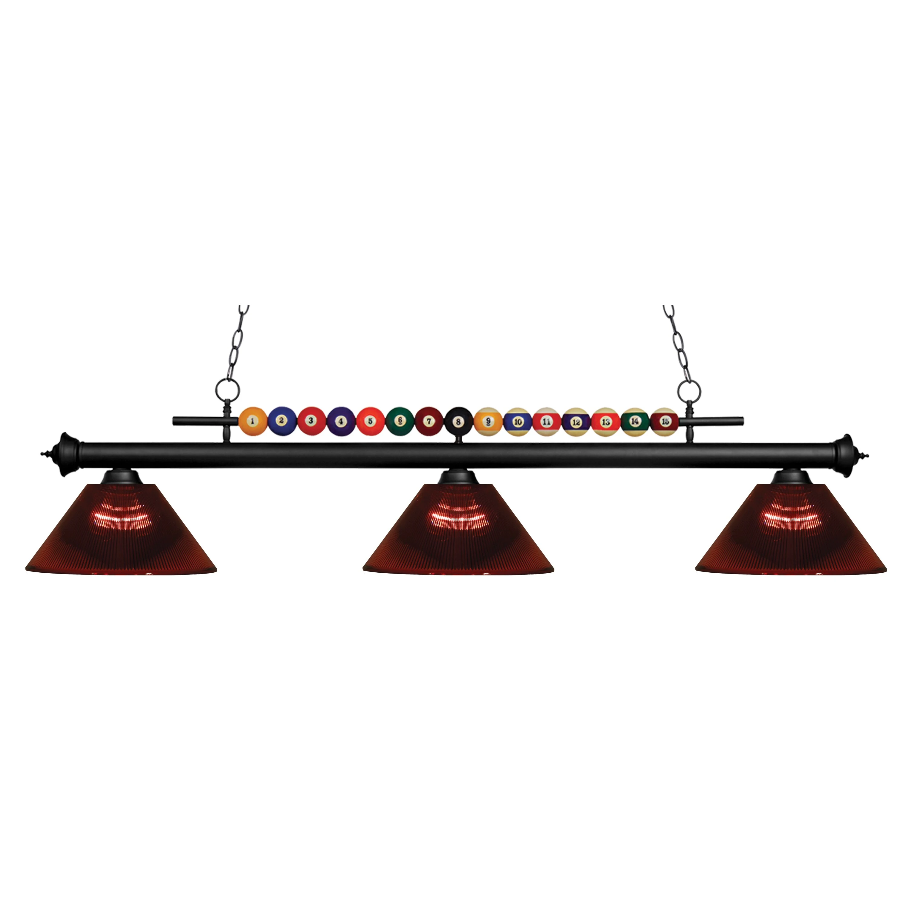 Avery Home Lighting Shark 3-light Island/Billiard Acrylic Burgundy-finished Light - Red - Matte Black