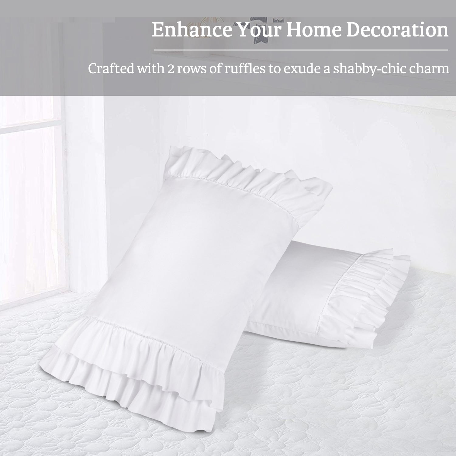 BednLinens Set of 2 White Queen 20