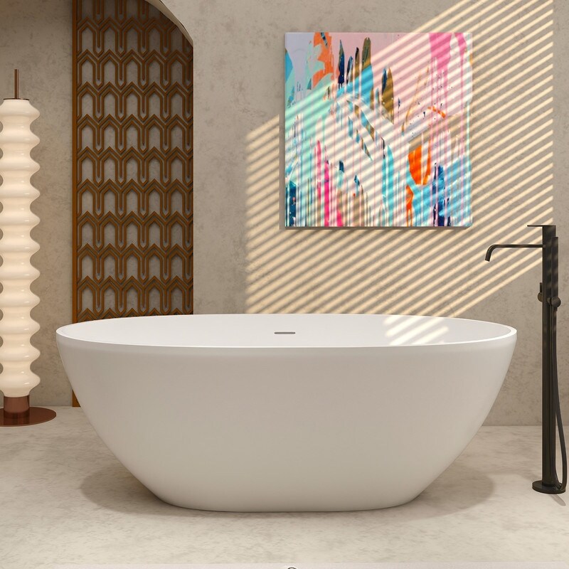 Alvana 61'' x 29.5'' Freestanding Soaking Solid Surface Bathtub