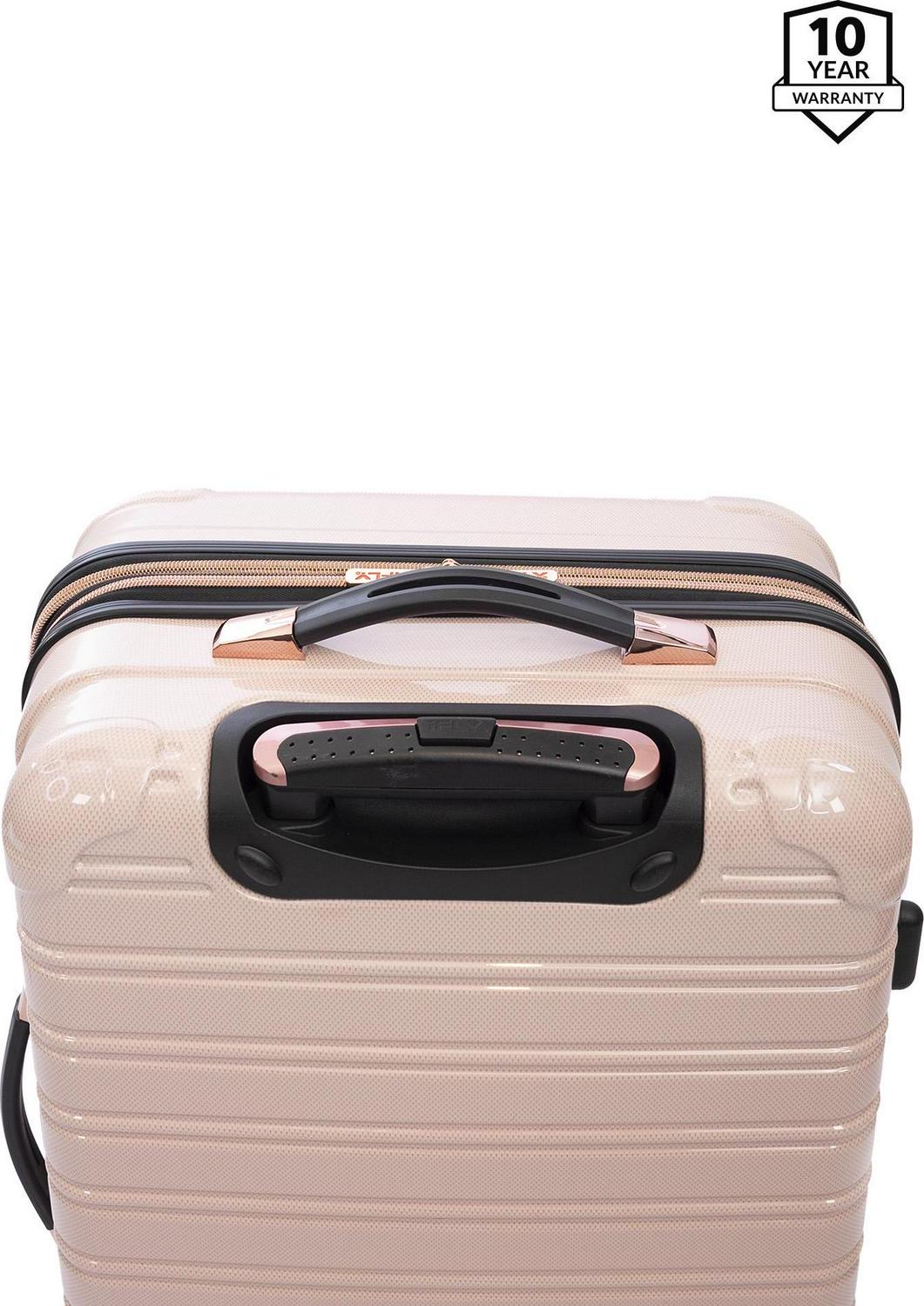 iFLY Hardside Luggage Fibertech 20 Inch Carry-on， Blush/Rose Gold