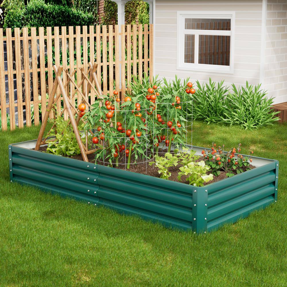 Tozey 6 ft. x 3 ft. x 1 ft. Galvanized Steel Raised Garden Bed Planter Box for Vegetables Flowers Herbs T-GB22-0073-9