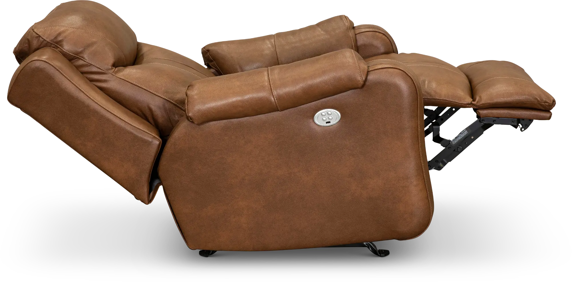 Marvel Amber Brown Leather-Match Power Rocker Recliner