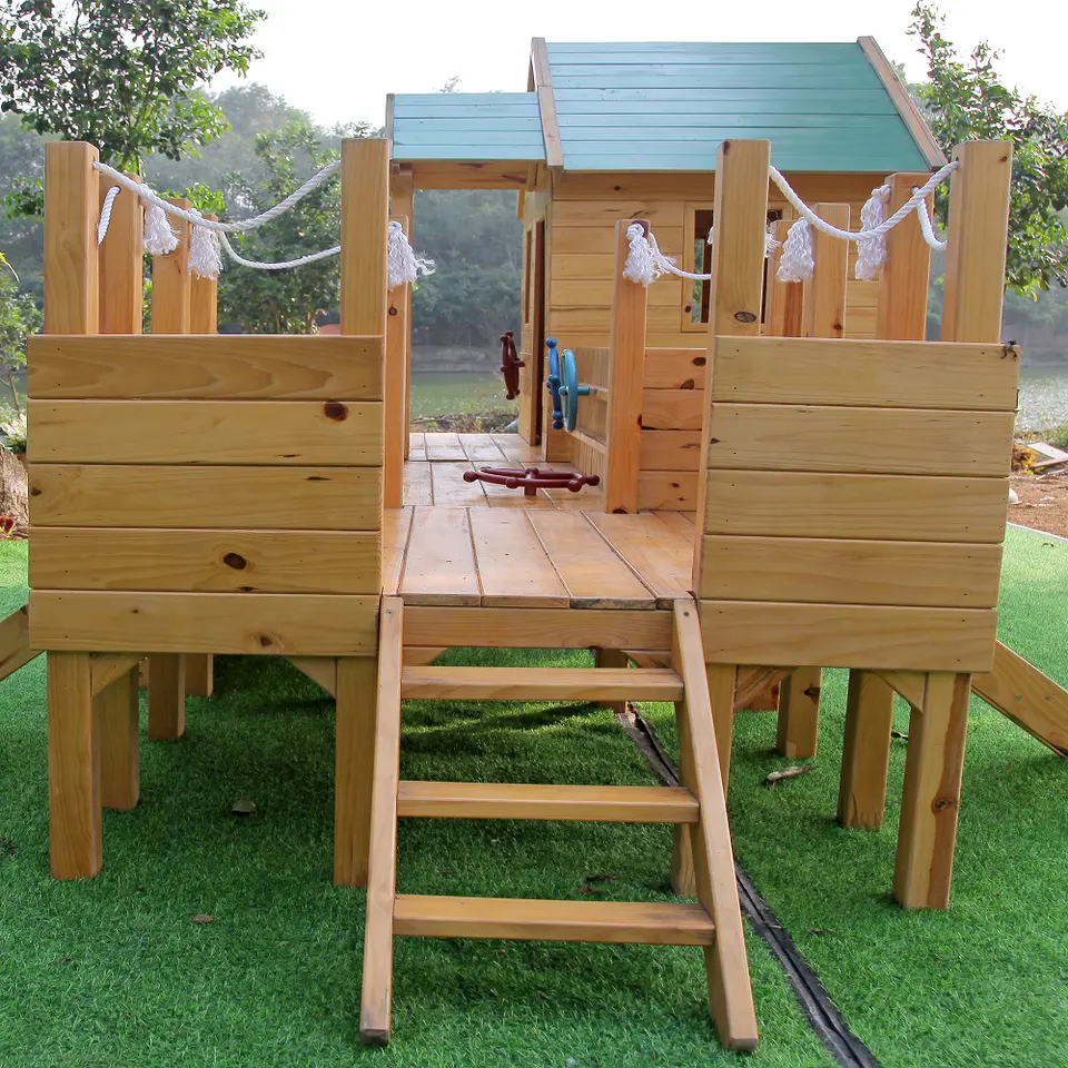 Beautiful Garden Playhouse Wooden Villa Playhouse Indoor Playground Outdoor Play Area For Children