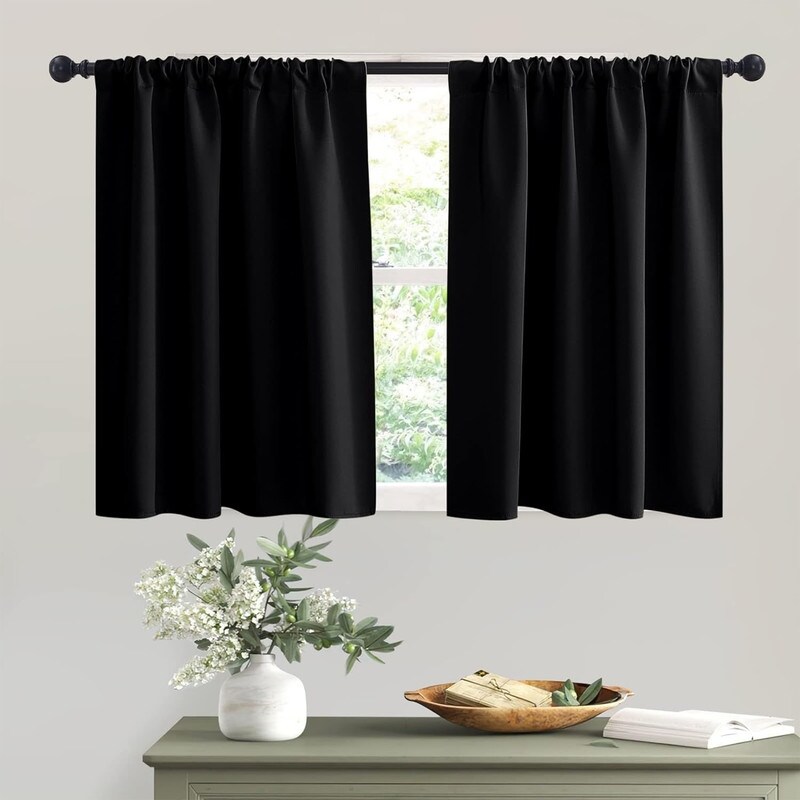 Short Curtains Privacy Half Curtains for Bedroom (W 42 x L 36 inches 2 piece set)   42*36 in