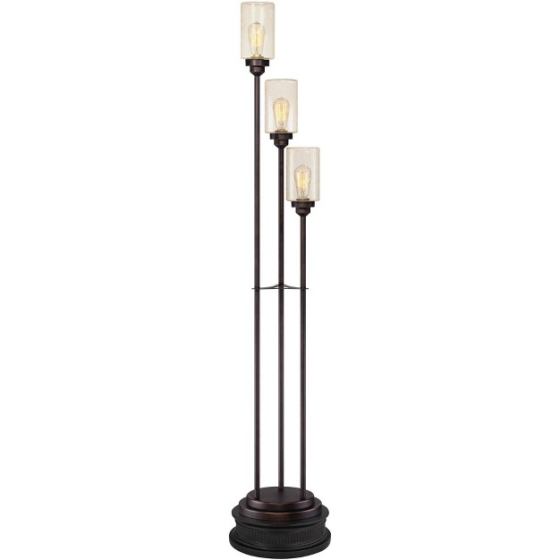 Tall Oiled Bronze Metal 3 Light Dimmable Led Seedy Glass For Living Room