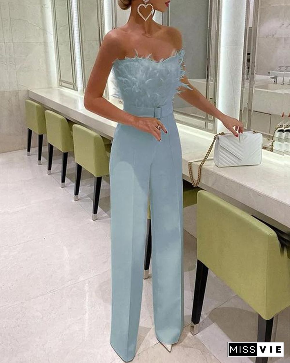 Angel Feather Tube Wide Leg Jumpsuit