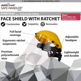 Safe Handler 3-Pack YellowClear Reusable Face Shield with Ratchet BLSH-ES-FSR-3