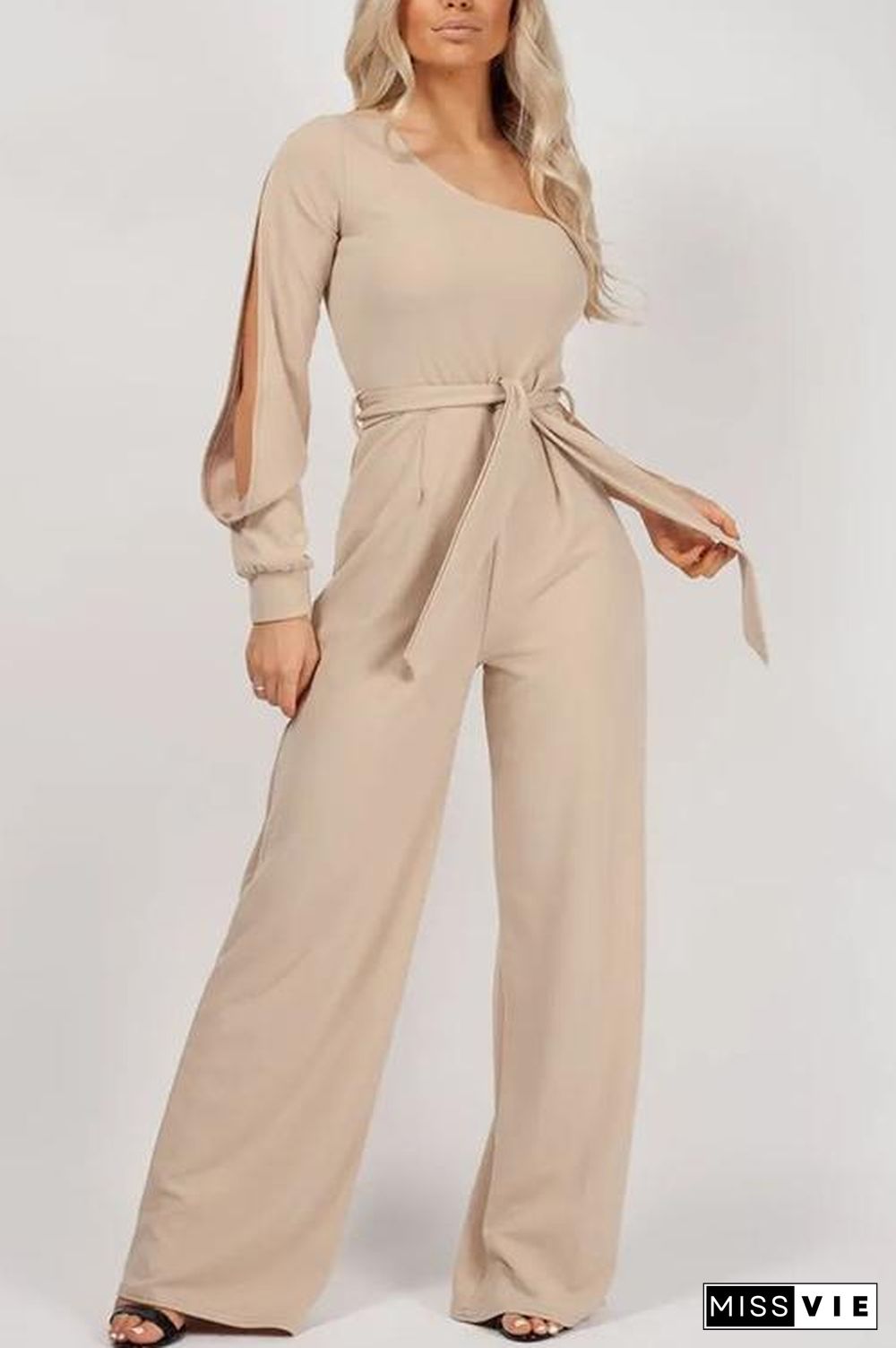 One Shoulder Split Sleeve Jumpsuit