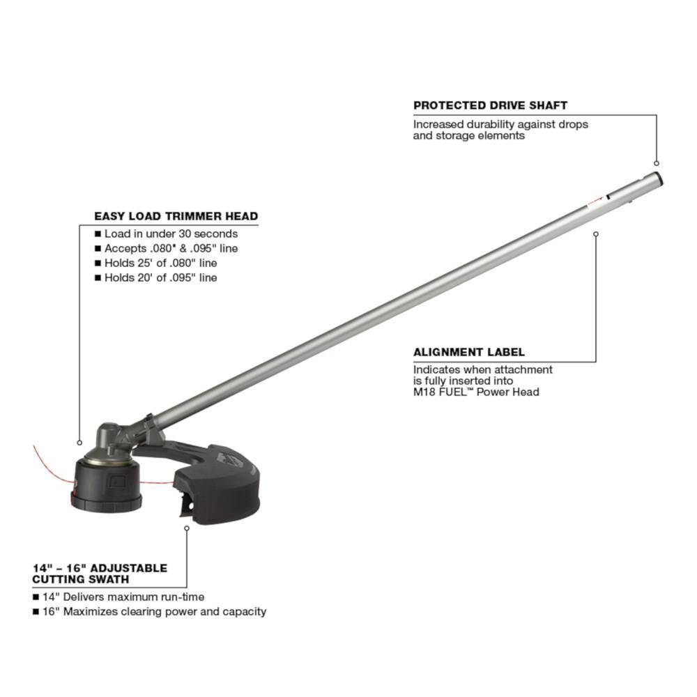 MW M18 FUEL 16 in. String Trimmer Attachment for MW QUIK-LOK Attachment System 49-16-2717