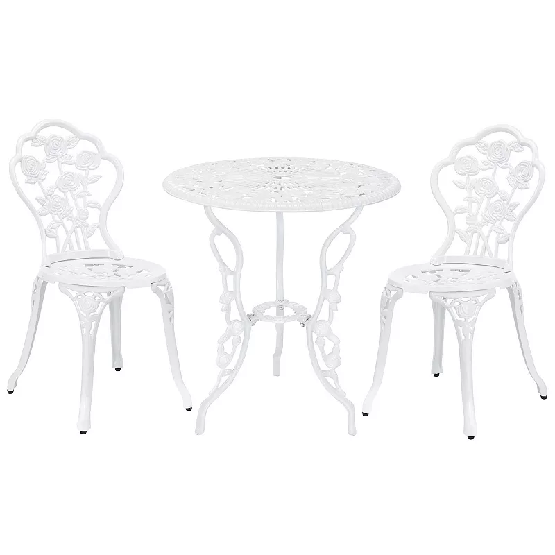 3pc White Contemporary Rose Bistro Set 32.5