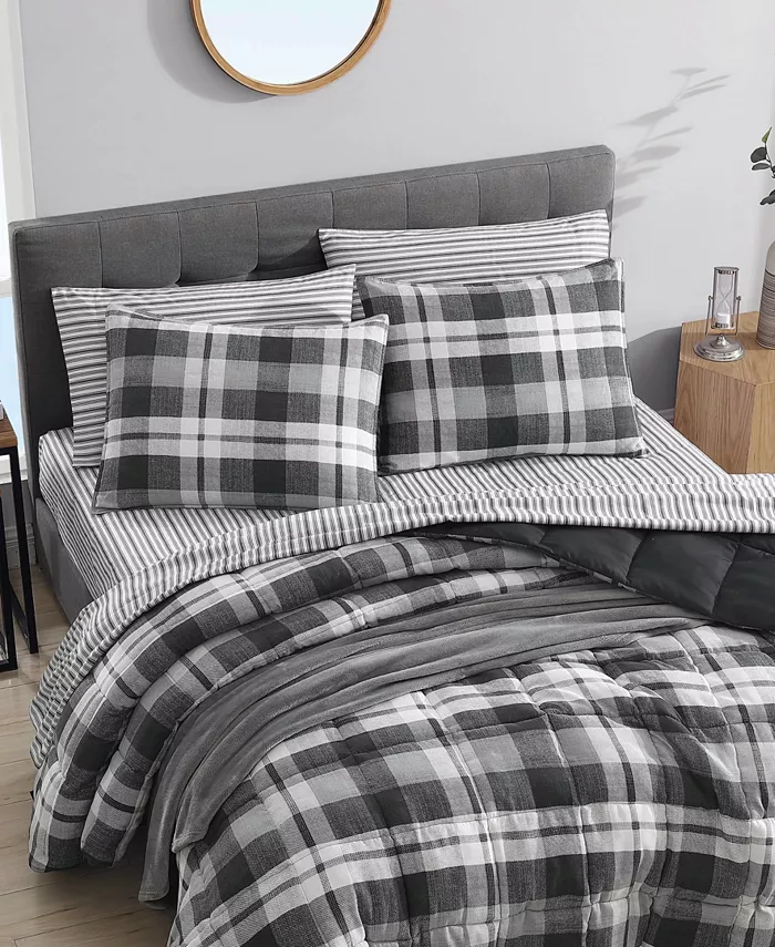 Nautica Cross View Plaid Brushed Micro Suede 3 Piece Comforter Set， King