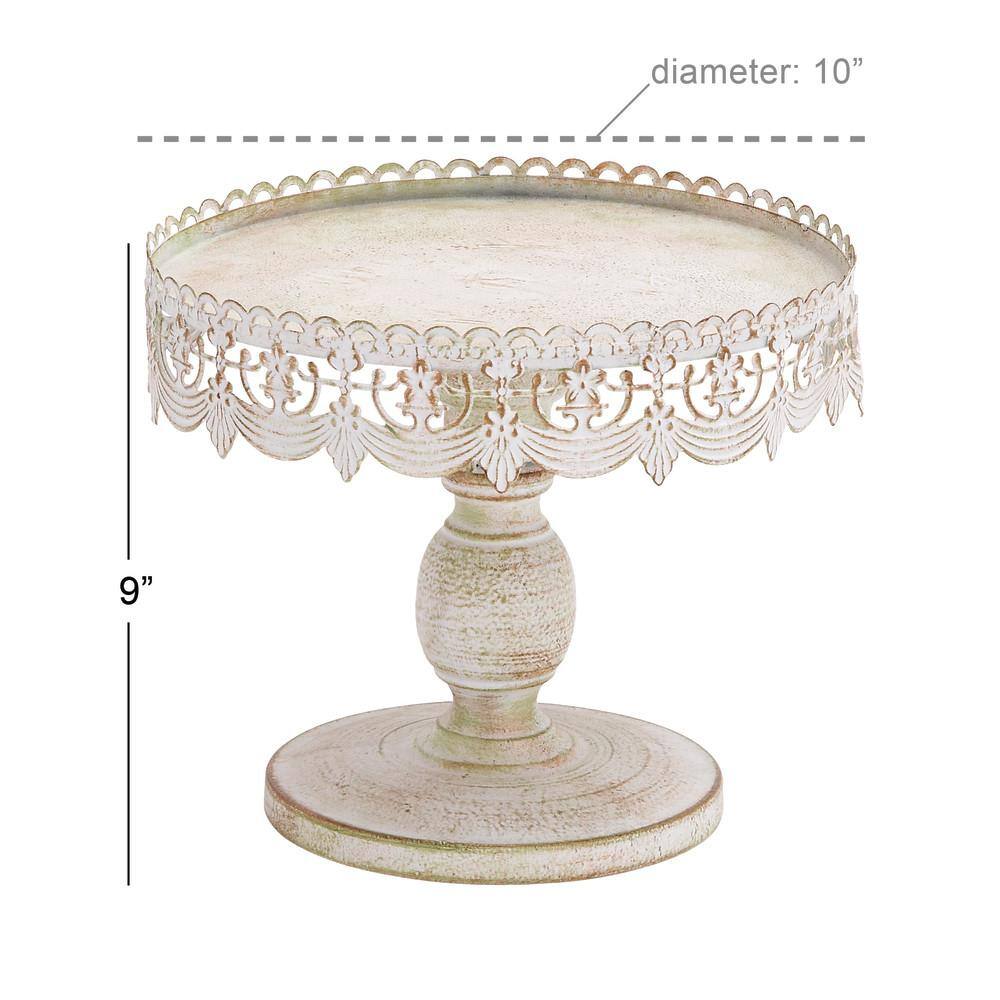 Litton Lane White Decorative Cake Stand with Lace Inspired Edge 68766