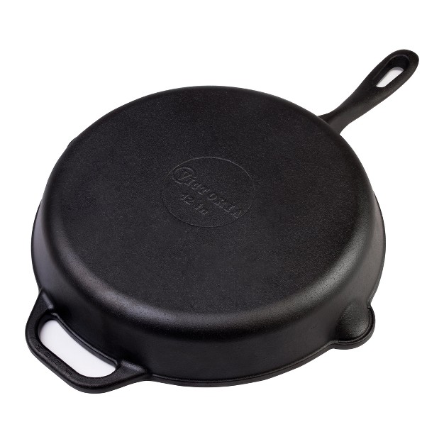 Cast Iron Skillet With Double Loop Handles Black