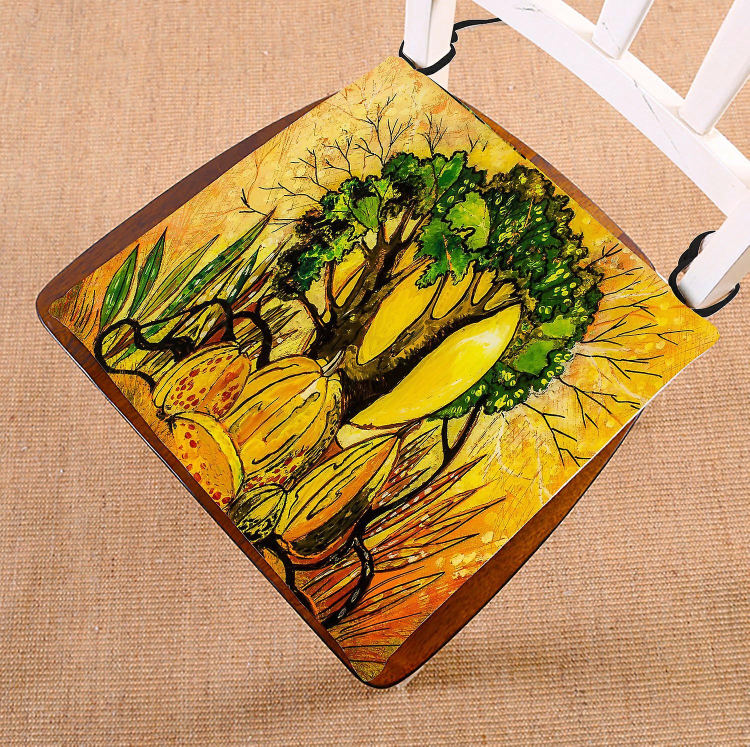 Autumn Landscape Chair Pad， Happy Thanksgiving Day Pumpkin Seat Cushion Chair Cushion Floor Cushion 50x50 Cm